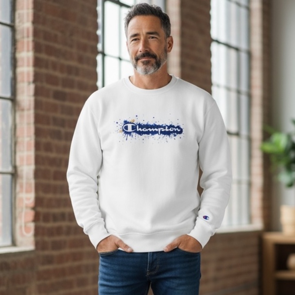 Champion Crewneck Sweatshirt XL NWT | Splatter Design + Streetwear Edge